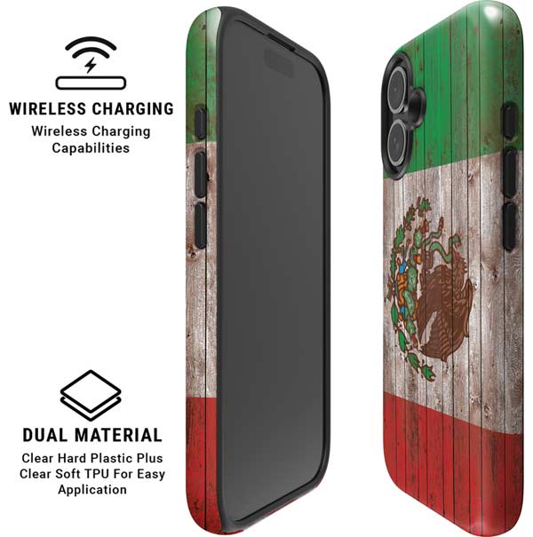 Mexican Flag Dark Wood iPhone 16 Plus Magsafe Impact Case