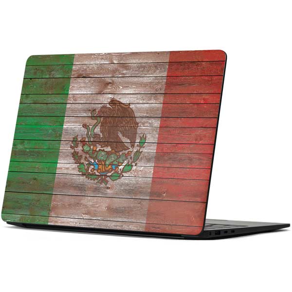 Mexican Flag Dark Wood Surface Laptop 7 13.8in Skin