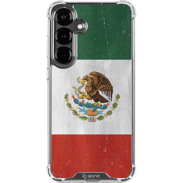Mexico Flag Distressed Galaxy S26 Clear Case