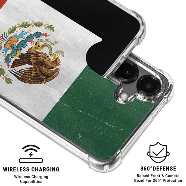 Mexico Flag Distressed Galaxy S26 Clear Case