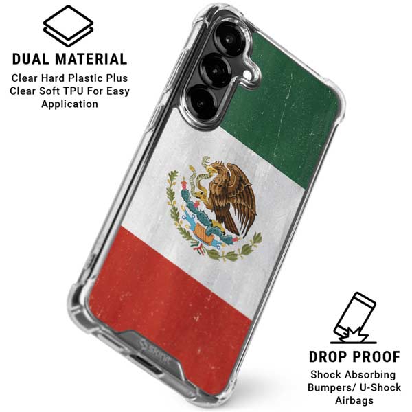 Mexico Flag Distressed Galaxy S26 Clear Case