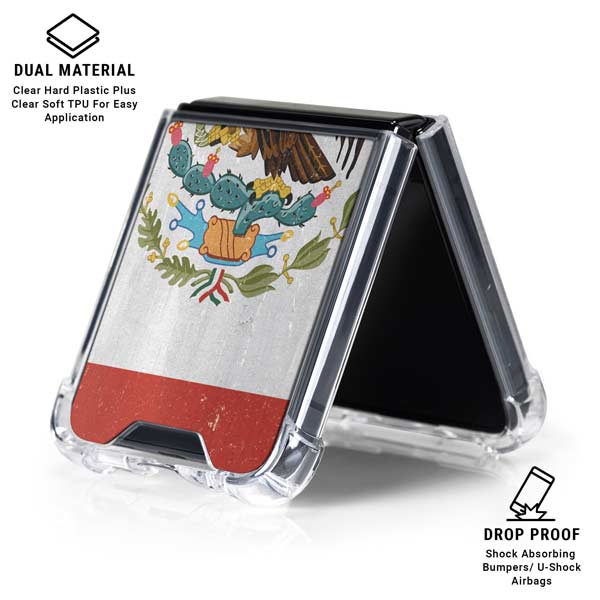 Mexico Flag Distressed Galaxy Z Flip7 Clear Case