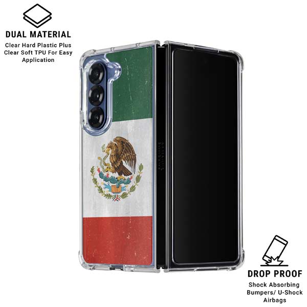 Mexico Flag Distressed Galaxy Z Fold7 Clear Case