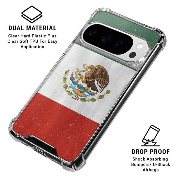 Mexico Flag Distressed Google Pixel 10 Pro XL Clear Case