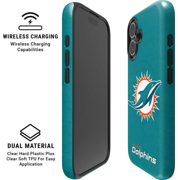 NFL Miami Dolphins Distressed- Aqua iPhone 16 Magsafe Impact Case