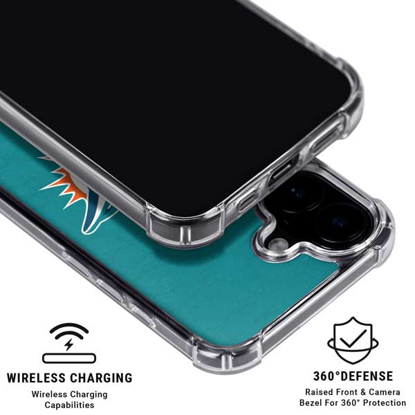 NFL Miami Dolphins Distressed- Aqua iPhone 17 Clear Case