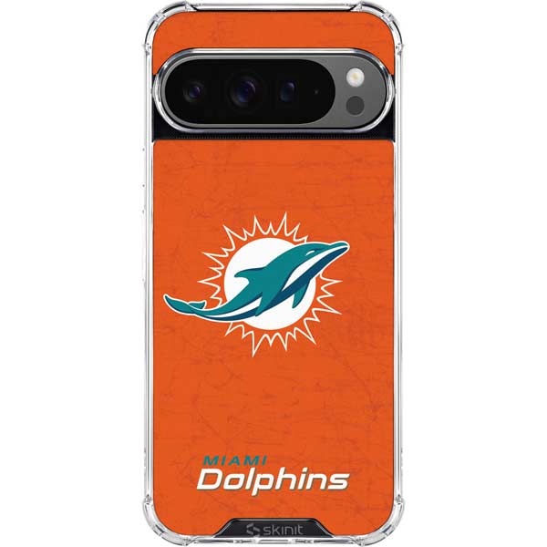 NFL Miami Dolphins Distressed- Orange Google Pixel 10 Pro Clear Case