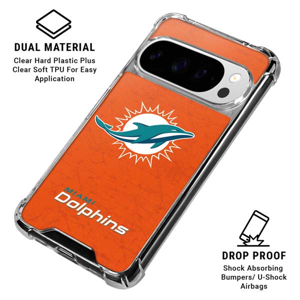 NFL Miami Dolphins Distressed- Orange Google Pixel 10 Pro Clear Case