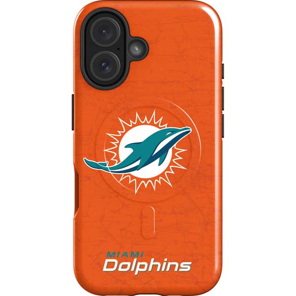 NFL Miami Dolphins Distressed- Orange iPhone 16 Magsafe Impact Case