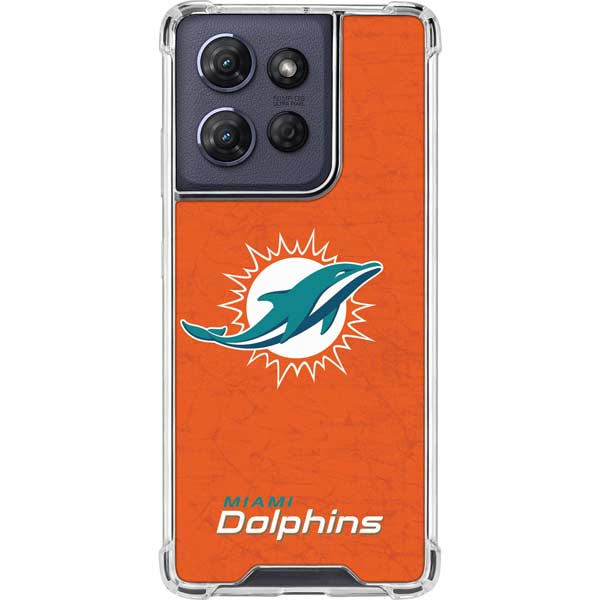 NFL Miami Dolphins Distressed- Orange Moto G 5G (2025) Clear Case