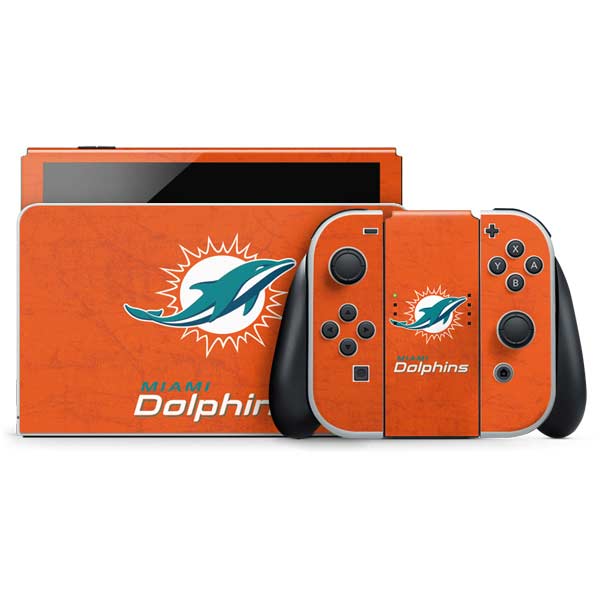 NFL Miami Dolphins Distressed- Orange Nintendo Skins