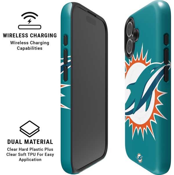NFL Miami Dolphins Large Logo iPhone 16 Magsafe Impact Case