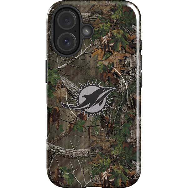 NFL Miami Dolphins Realtree Xtra Green Camo iPhone 16 Magsafe Impact Case