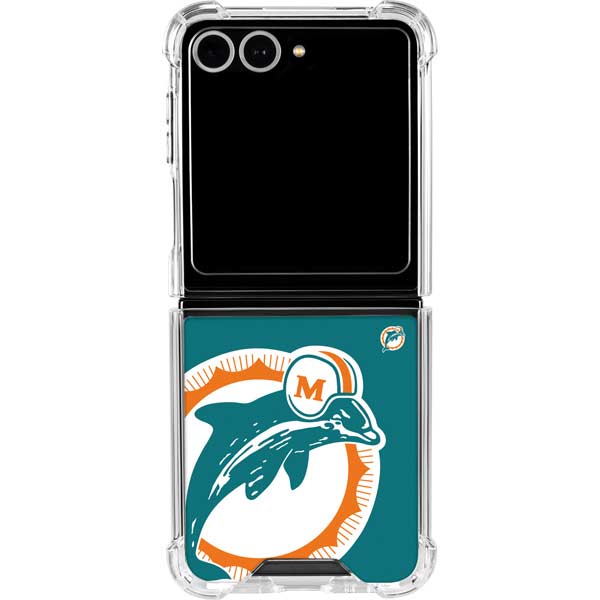 NFL Miami Dolphins Retro Logo Galaxy Z Flip7 Clear Case
