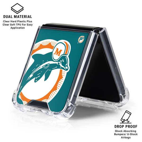 NFL Miami Dolphins Retro Logo Galaxy Z Flip7 Clear Case