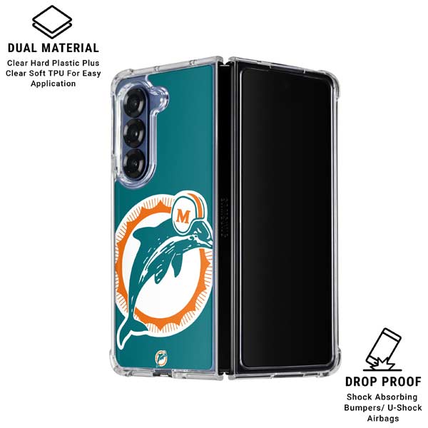 NFL Miami Dolphins Retro Logo Galaxy Z Fold7 Clear Case