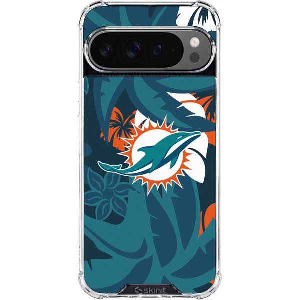 NFL Miami Dolphins Tropical Print Google Pixel 10 Pro XL Clear Case