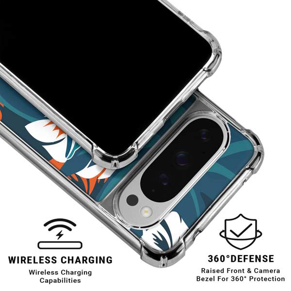 NFL Miami Dolphins Tropical Print Google Pixel 10 Pro XL Clear Case