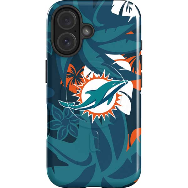 NFL Miami Dolphins Tropical Print iPhone 16 Magsafe Impact Case