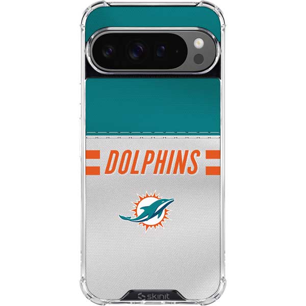 NFL Miami Dolphins White Striped Google Pixel 10 Pro Clear Case