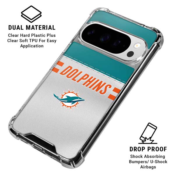 NFL Miami Dolphins White Striped Google Pixel 10 Pro Clear Case