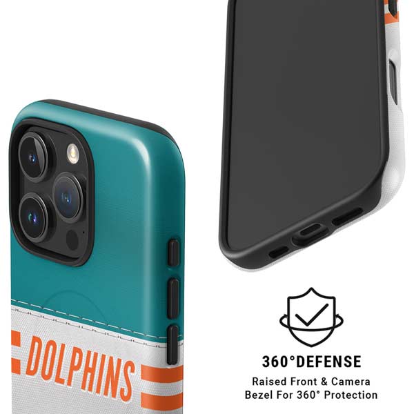 NFL Miami Dolphins White Striped iPhone 16 Pro Magsafe Impact Case