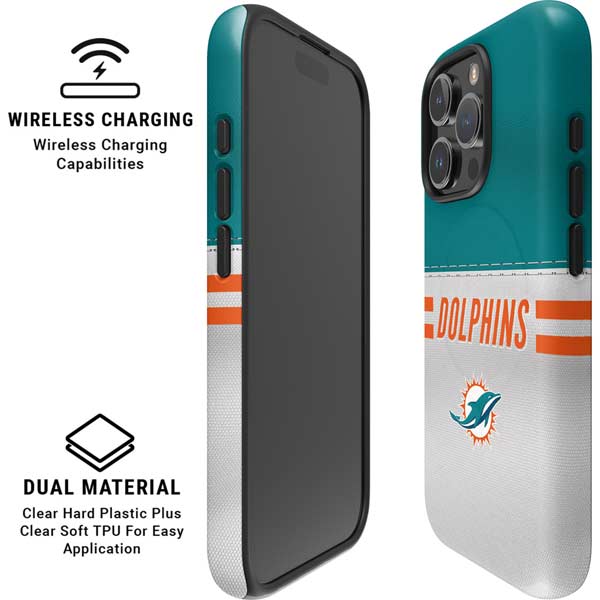 NFL Miami Dolphins White Striped iPhone 16 Pro Magsafe Impact Case