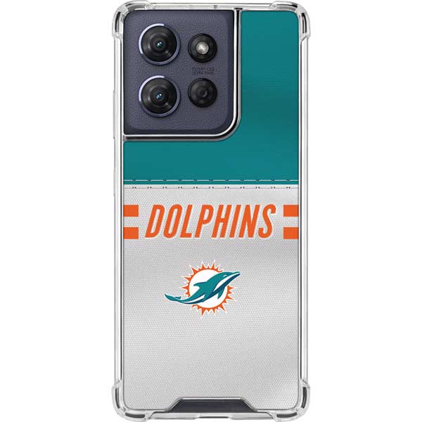 NFL Miami Dolphins White Striped Moto G 5G (2025) Clear Case