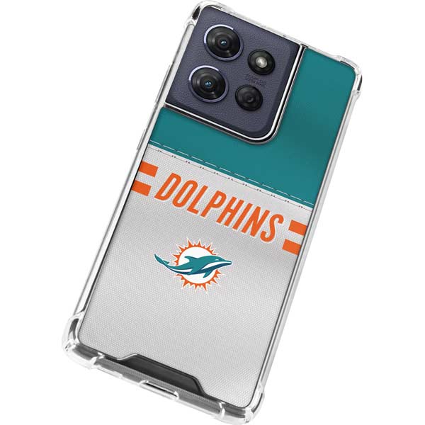 NFL Miami Dolphins White Striped Moto G 5G (2025) Clear Case