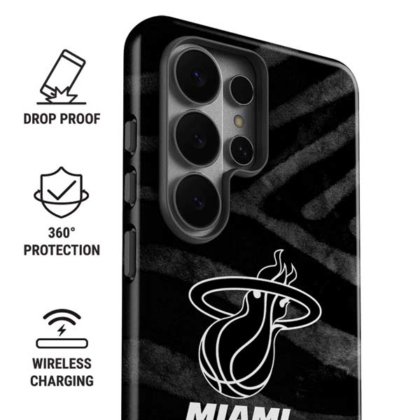 NBA Miami Heat Black Animal Print Galaxy S26 Ultra Impact Case