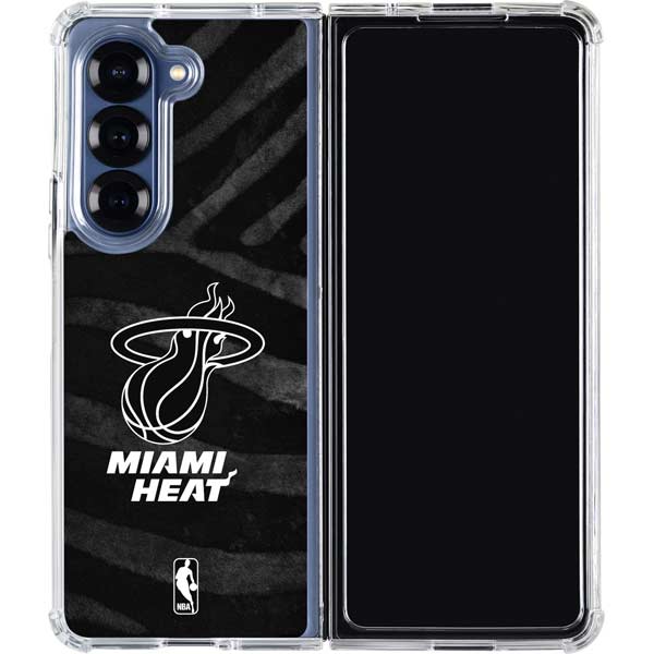 NBA Miami Heat Black Animal Print Galaxy Z Fold7 Clear Case