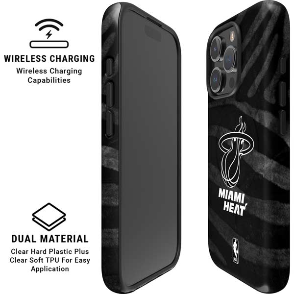 NBA Miami Heat Black Animal Print iPhone 16 Pro Magsafe Impact Case