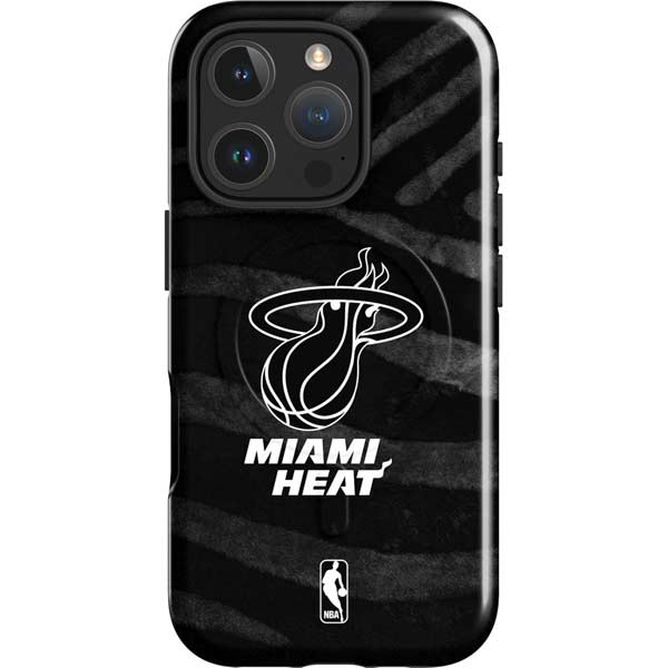 NBA Miami Heat Black Animal Print iPhone 16 Pro Max Magsafe Impact Case