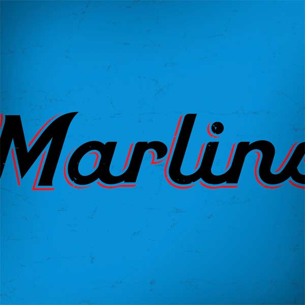 MLB Miami Marlins Solid Distressed MacBook Skins