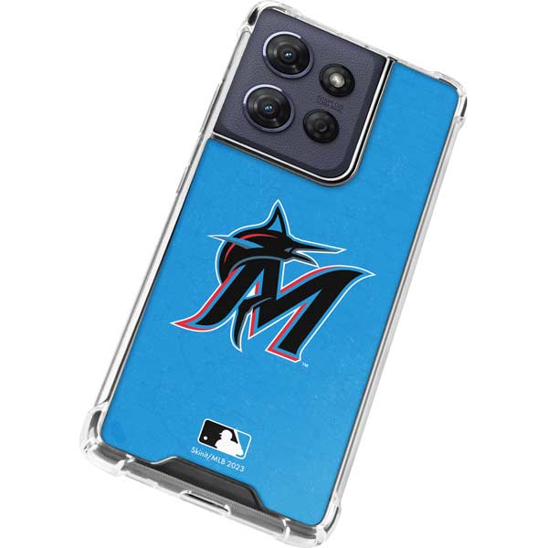 MLB Miami Marlins Solid Distressed Moto G Power 5G (2025) Clear Case