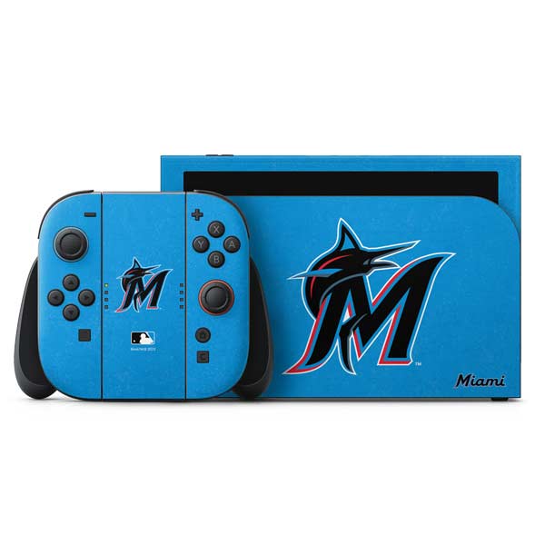 MLB Miami Marlins Solid Distressed Nintendo Skins