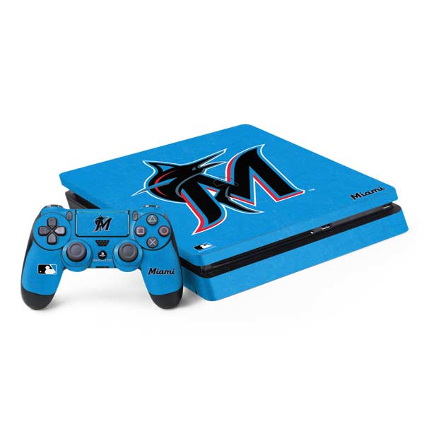 MLB Miami Marlins Solid Distressed PlayStation PS4 Skins