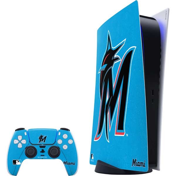 MLB Miami Marlins Solid Distressed PlayStation PS5 Skins