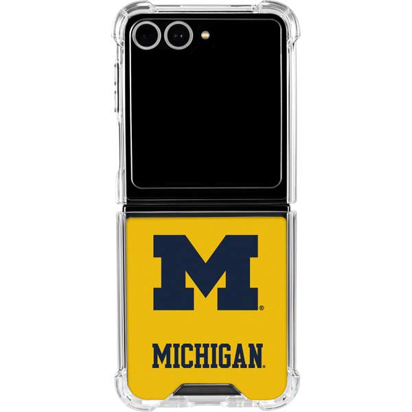 University of Michigan M Logo Yellow Galaxy Z Flip7 Clear Case