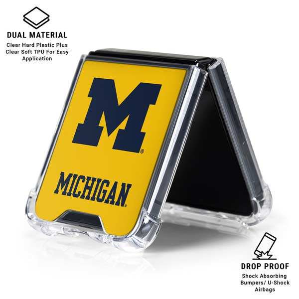 University of Michigan M Logo Yellow Galaxy Z Flip7 Clear Case