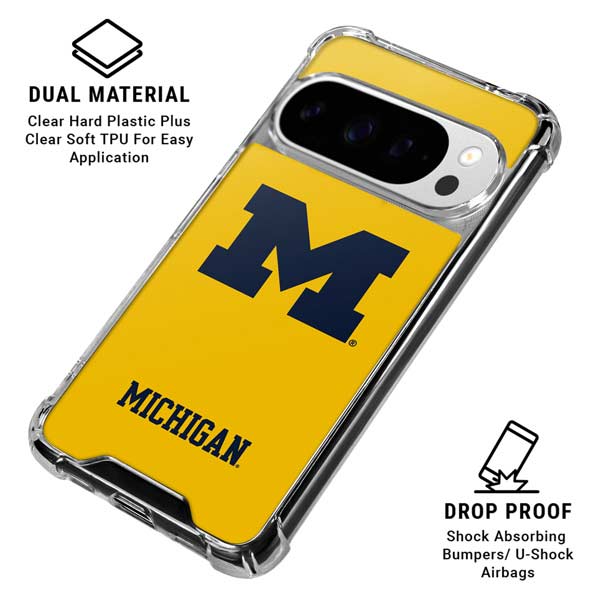 University of Michigan M Logo Yellow Google Pixel 10 Pro Clear Case