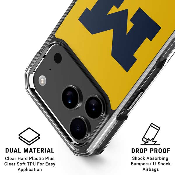 University of Michigan M Logo Yellow iPhone 17 Pro Clear Case