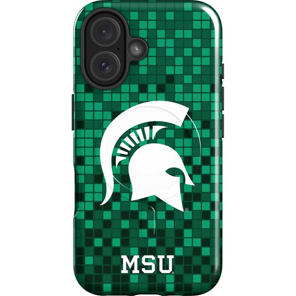 Michigan State University Spartans Digital Pixels iPhone 16 Plus Magsafe Impact Case