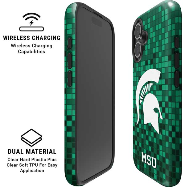 Michigan State University Spartans Digital Pixels iPhone 16 Plus Magsafe Impact Case