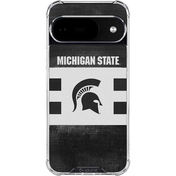 Michigan State University Black and White Stripes Google Pixel 10 Clear Case