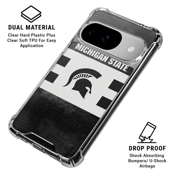 Michigan State University Black and White Stripes Google Pixel 10 Clear Case