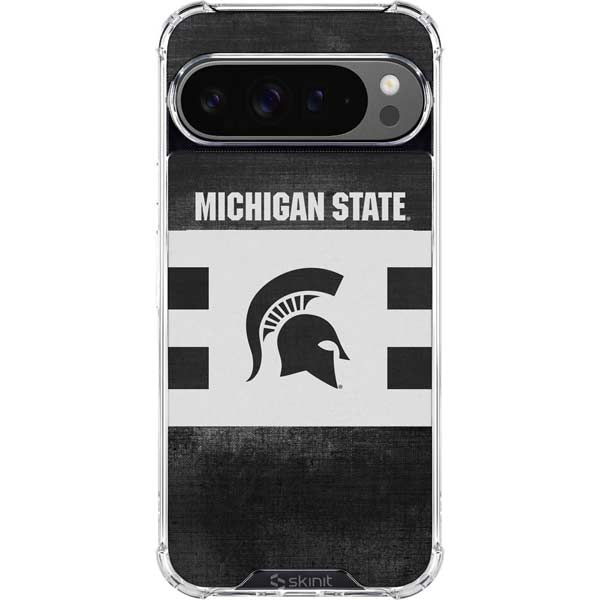 Michigan State University Black and White Stripes Google Pixel 10 Pro Clear Case