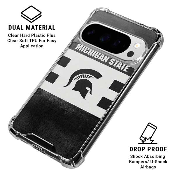 Michigan State University Black and White Stripes Google Pixel 10 Pro XL Clear Case