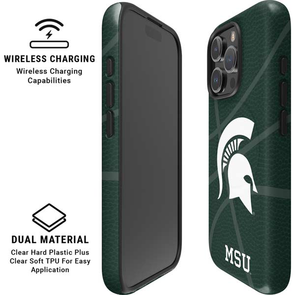 Michigan State University Green Basketball iPhone 16 Pro Max Magsafe Impact Case