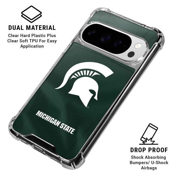 Michigan State University Green Jersey Google Pixel 10 Pro XL Clear Case
